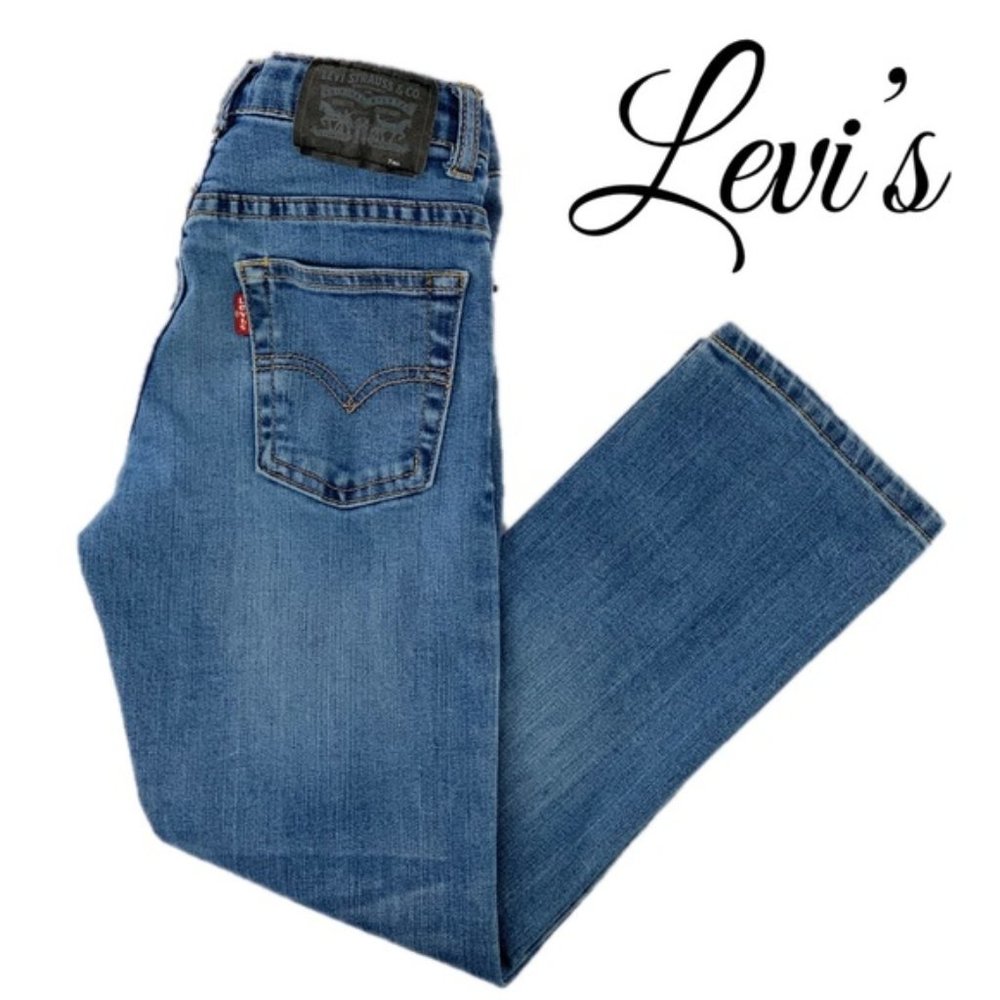 LEVI'S BOYS SIZE 7 REG DISTRESSED LIGHT WASH JEANS